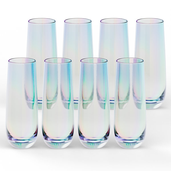 Kook 8 Piece Glass Flute Glassware Set Wayfair
